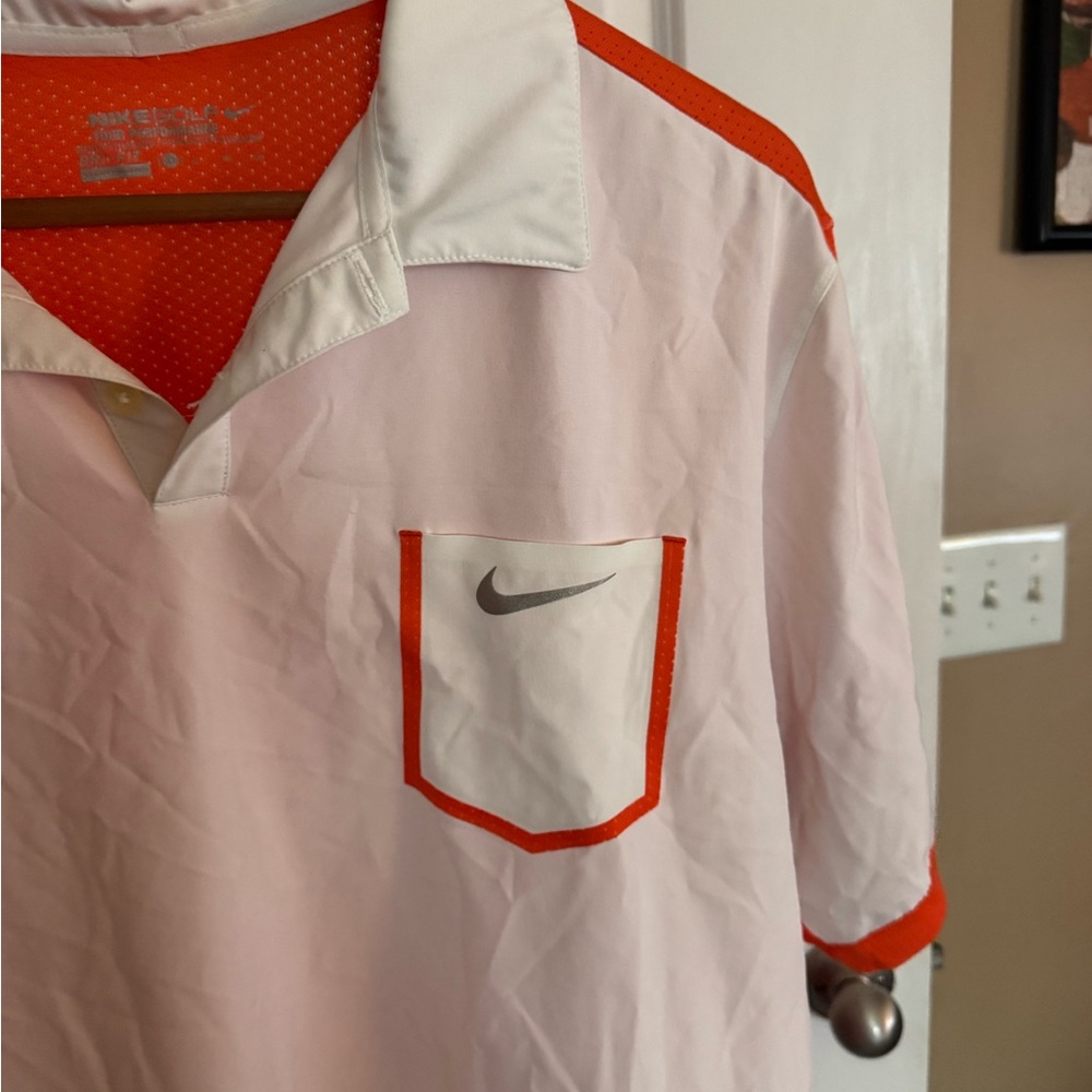 Nike Men's Polo Shirt in White and Orange